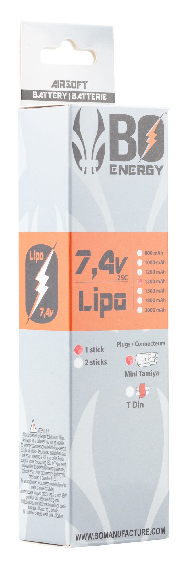 Photo 1 stick batterie Lipo 2S 7.4V 1300mAh 25C